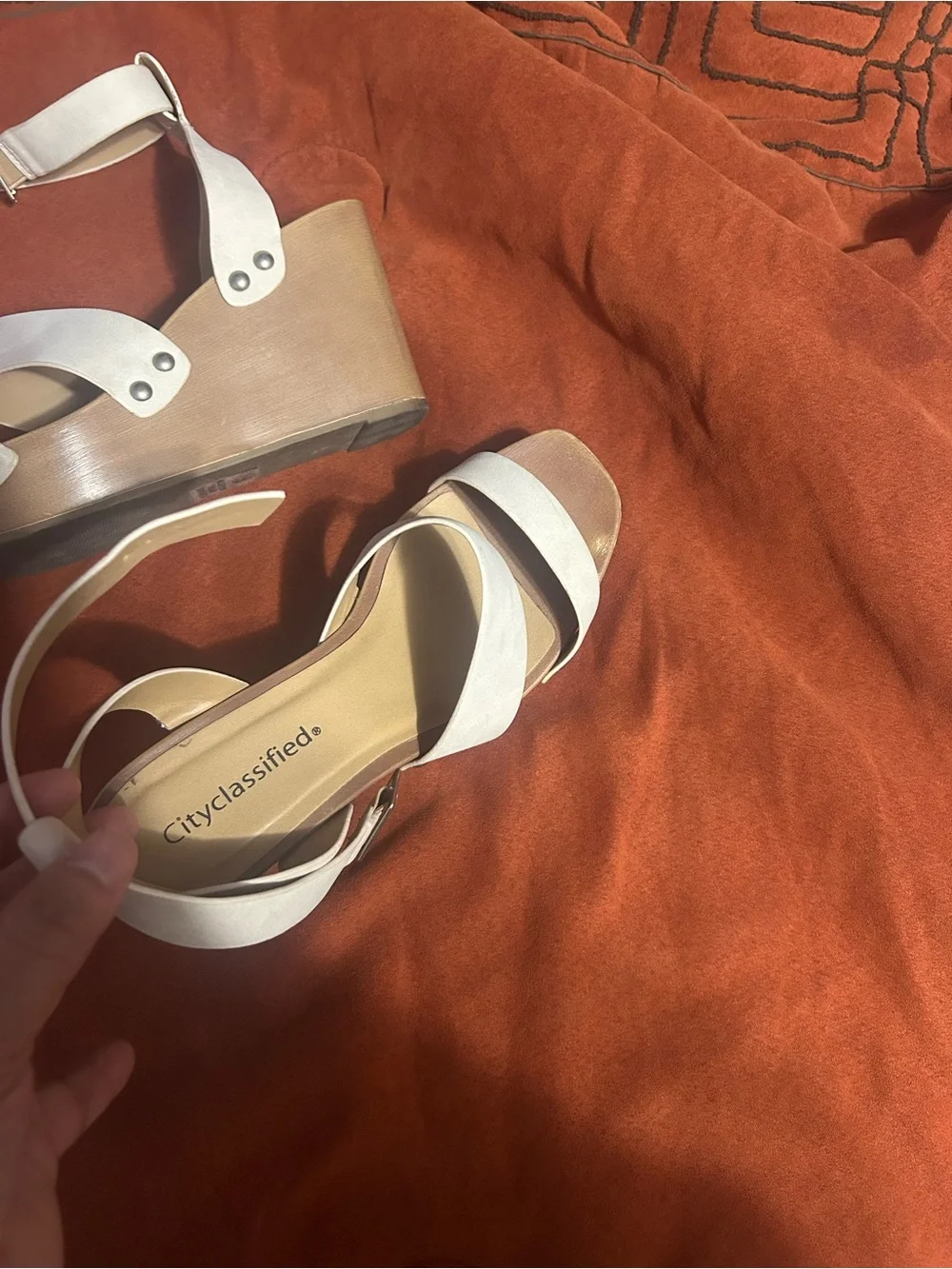 Cityclassified Cream Platform Wedge Sandals